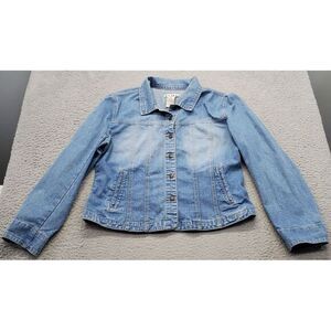 AMI Trucker‎ Jacket Women's Medium Blue Denim Long Sleeve Collared Button Front